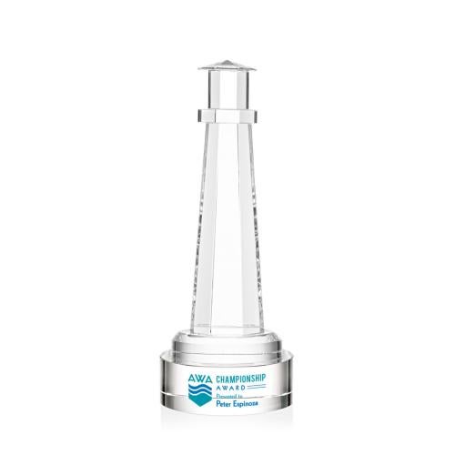 Corporate Awards - Crystal Awards - Lighthouse Full Color People on Stanrich Base Crystal Award