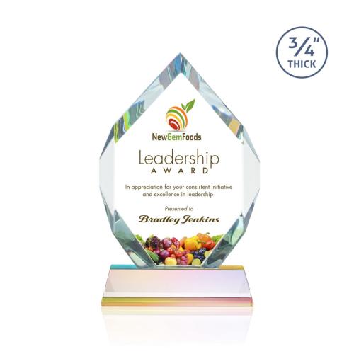 Corporate Awards - Crystal Awards - Royal Diamond Full Color Prismatic on Newhaven Crystal Award