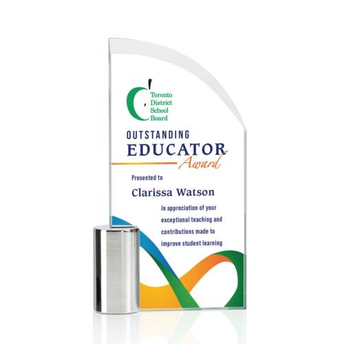 Corporate Awards - Crystal Awards - Kingsford Full Color Arch & Crescent Crystal Award