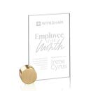 Bermuda Starfire/Gold Circle Rectangle Crystal Award