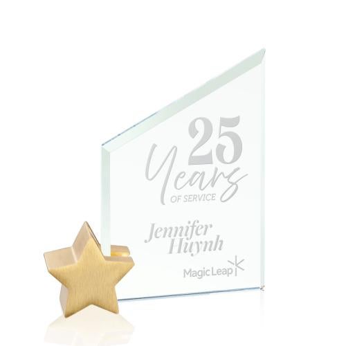 Corporate Awards - Glass Awards - Cooper Jade/Gold Star Glass Award