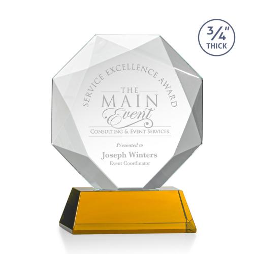 Corporate Awards - Crystal Awards - Bradford Amber on Newhaven Base Crystal Award