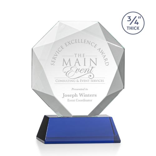 Corporate Awards - Crystal Awards - Bradford Blue on Newhaven Base Crystal Award