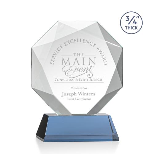 Corporate Awards - Crystal Awards - Bradford Sky Blue on Newhaven Base Crystal Award