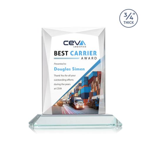 Corporate Awards - Crystal Awards - Messina Full Color Starfire Rectangle Crystal Award