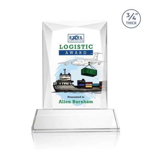 Corporate Awards - Crystal Awards - Messina Full Color Starfire on Newhaven Base Rectangle Crystal Award