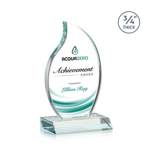 Corporate Awards - Crystal Awards - Croydon Full Color Clear Flame Crystal Award