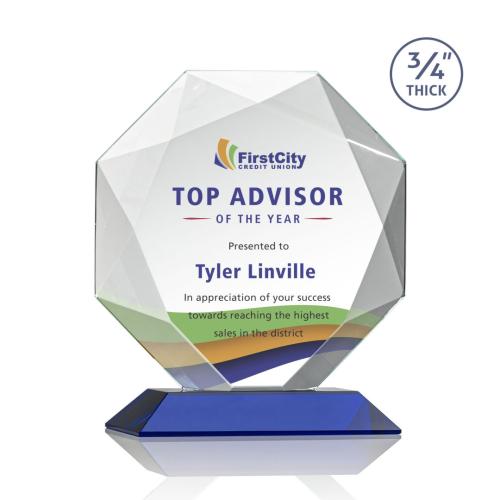Corporate Awards - Crystal Awards - Bradford Full Color Blue Crystal Award