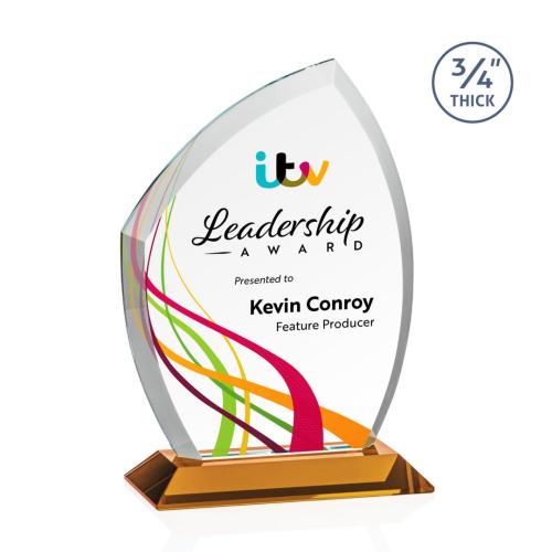Corporate Awards - Crystal Awards - Daltry Full Color Amber Abstract / Misc Crystal Award