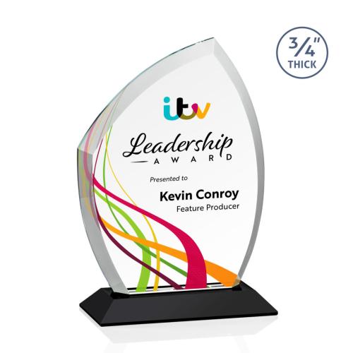 Corporate Awards - Crystal Awards - Daltry Full Color Black Abstract / Misc Crystal Award