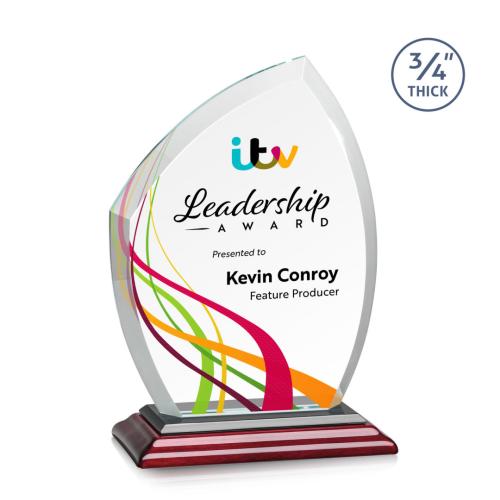 Corporate Awards - Crystal Awards - Daltry Full Color Rosewood Abstract / Misc Crystal Award