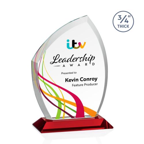Corporate Awards - Crystal Awards - Daltry Full Color Red Abstract / Misc Crystal Award