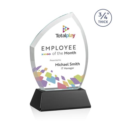 Corporate Awards - Crystal Awards - Daltry Full Color Black on Newhaven Base Abstract / Misc Crystal Award