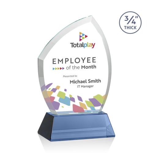 Corporate Awards - Crystal Awards - Daltry Full Color Blue on Newhaven Base Abstract / Misc Crystal Award