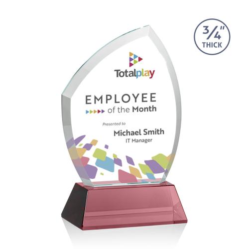 Corporate Awards - Crystal Awards - Daltry Full Color Red on Newhaven Base Abstract / Misc Crystal Award