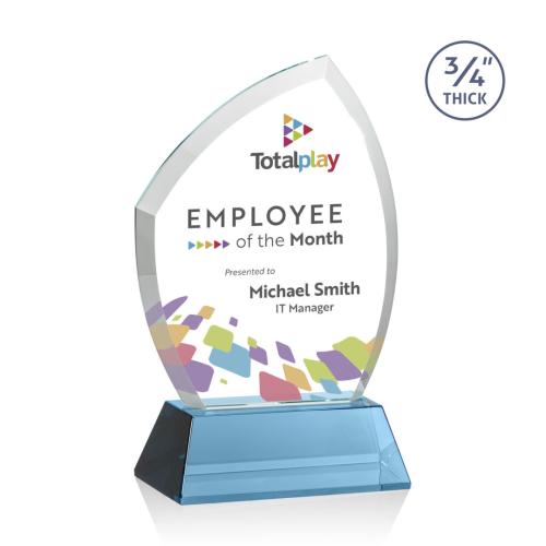 Corporate Awards - Crystal Awards - Daltry Full Color Sky Blue on Newhaven Base Abstract / Misc Crystal Award