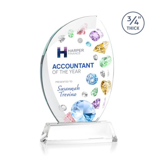 Corporate Awards - Crystal Awards - Wichita Full Color Clear on Newhaven Base Flame Crystal Award