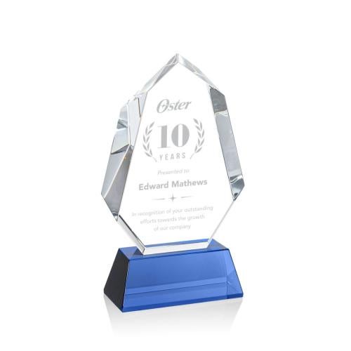 Corporate Awards - Crystal Awards - Norwood Blue on Newhaven Base Crystal Award