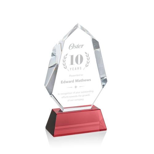 Corporate Awards - Crystal Awards - Norwood Red on Newhaven Base Crystal Award