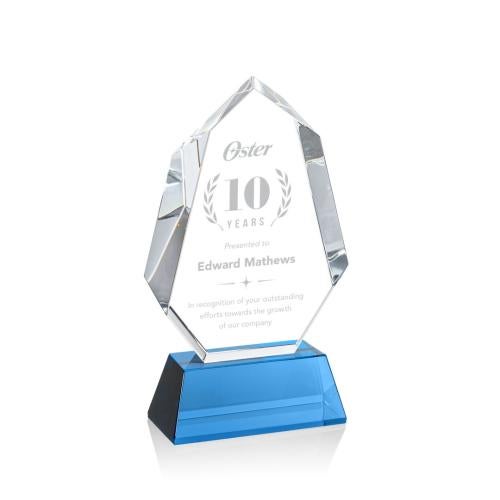 Corporate Awards - Crystal Awards - Norwood Sky Blue on Newhaven Base Crystal Award