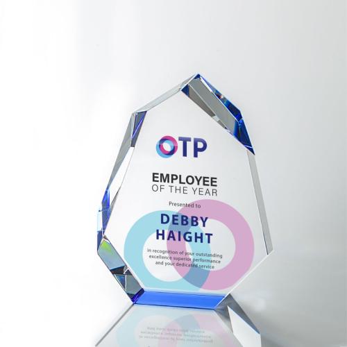 Corporate Awards - Crystal Awards - Norwood Full Color Blue Crystal Award