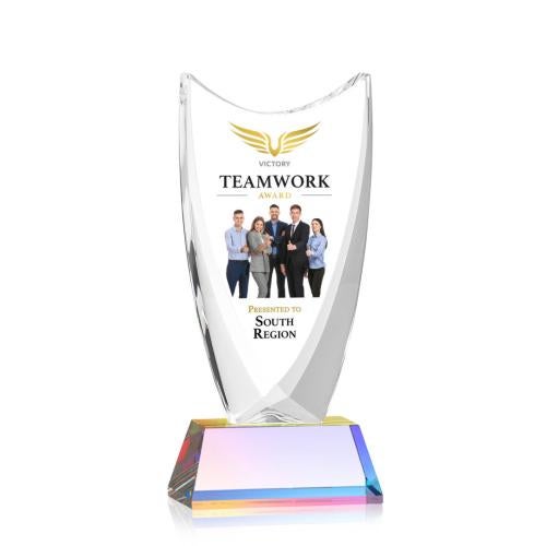 Corporate Awards - Crystal Awards - Dawkins Full Color Prismatic Peak Crystal Award