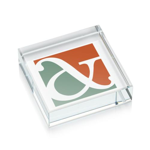Corporate Awards - Crystal Awards - Winston Square Full Color Paperweight