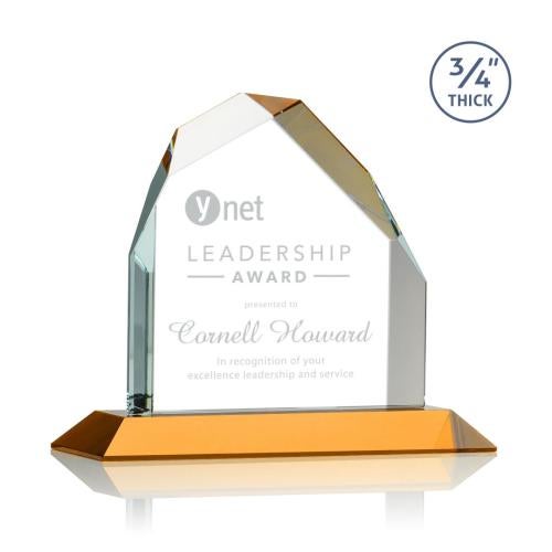 Corporate Awards - Crystal Awards - Austere Amber Peak Crystal Award