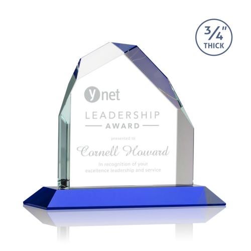 Corporate Awards - Crystal Awards - Austere Blue Peak Crystal Award