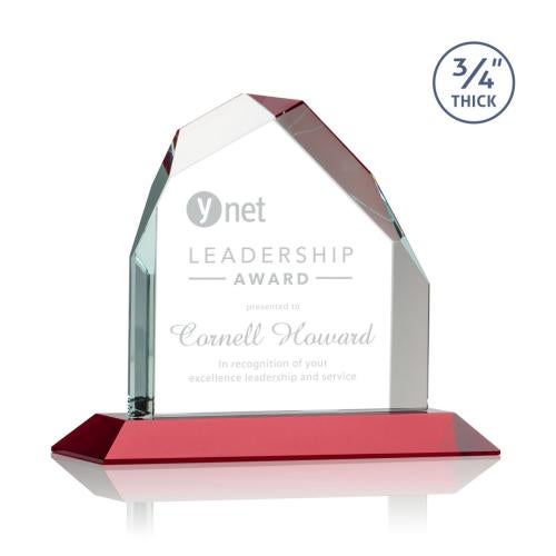 Corporate Awards - Crystal Awards - Austere Red  Peak Crystal Award