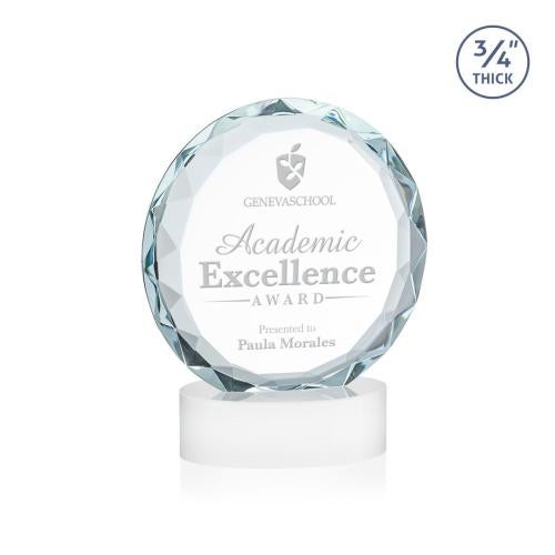 Corporate Awards - Crystal Awards - Centura White on Alberton Base Circle Crystal Award