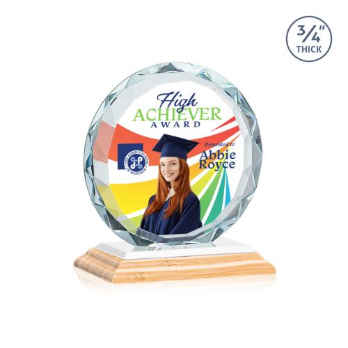 Corporate Awards - Crystal Awards - Centura Full Color/White Circle Bamboo Award
