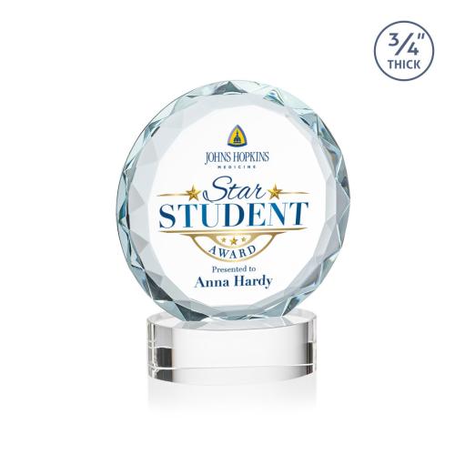 Corporate Awards - Crystal Awards - Centura Full Color Clear on Alberton Base Circle Crystal Award