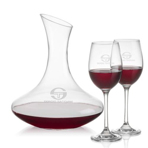 Corporate Recognition Gifts - Etched Barware - Hampton Carafe & Burlington Wine