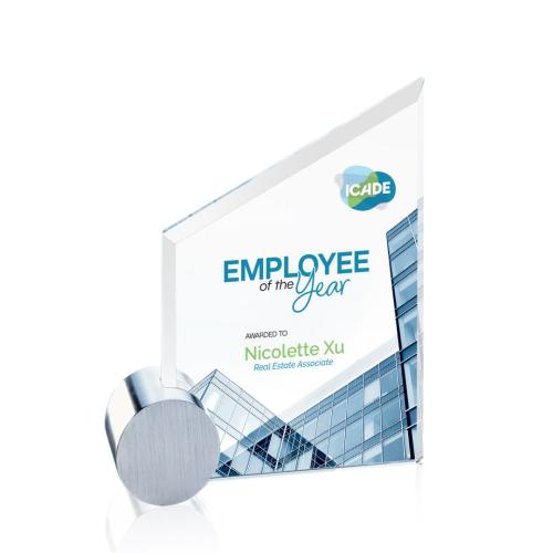 Corporate Awards - Crystal Awards - Cooper Full Color  Starfire/Chrome Circle Crystal Award