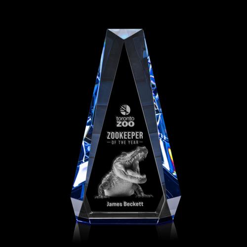 Corporate Awards - Crystal Awards - Carmel 3D Blue Crystal Award