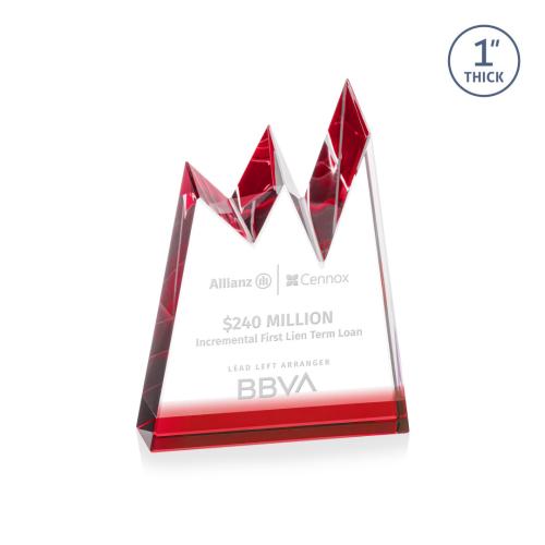 Corporate Awards - Crystal Awards - Alpine Red Peak Crystal Award