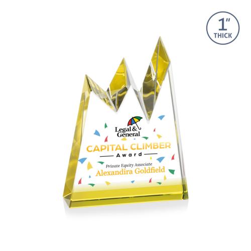 Corporate Awards - Crystal Awards - Alpine Full Color Gold Peak Crystal Award