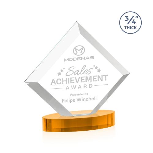 Corporate Awards - Crystal Awards - Belaire Amber on Alberton Base Crystal Award