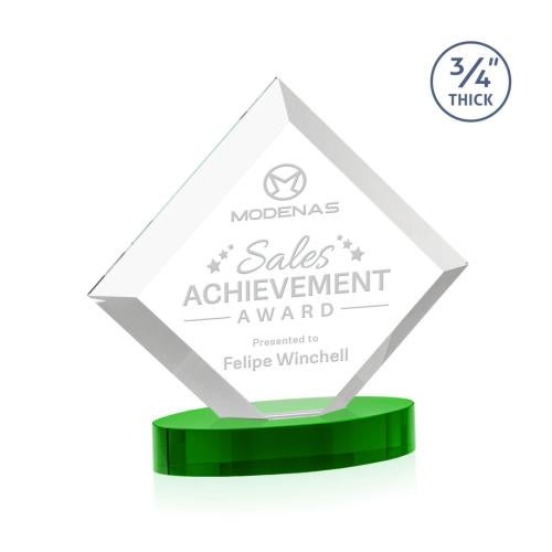 Corporate Awards - Crystal Awards - Belaire Green on Alberton Base Crystal Award