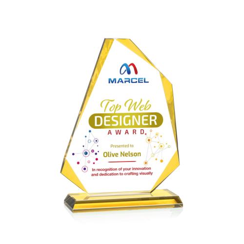 Corporate Awards - Crystal Awards - Hillmont Full Color Gold Abstract / Misc Crystal Award