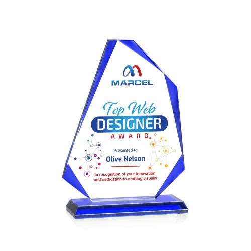 Corporate Awards - Crystal Awards - Hillmont Full Color Blue Abstract / Misc Crystal Award