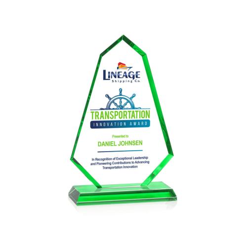 Corporate Awards - Crystal Awards - Pearson Full Color Green Abstract / Misc Crystal Award