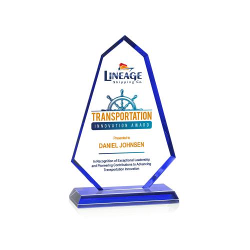 Corporate Awards - Crystal Awards - Pearson Full Color Blue Abstract / Misc Crystal Award