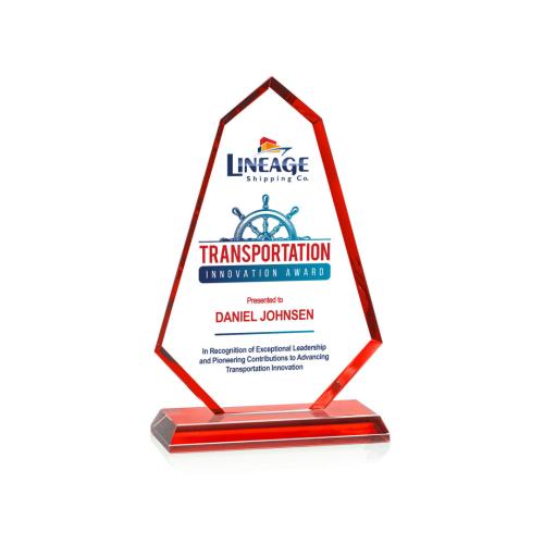 Corporate Awards - Crystal Awards - Pearson Full Color Red Abstract / Misc Crystal Award