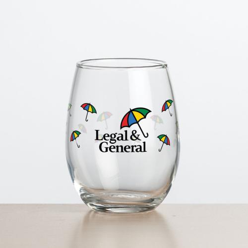 Corporate Recognition Gifts - Etched Barware - Wine Glasses - Stanford Stemless Wine - Full Color