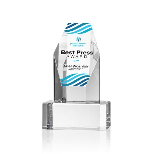 Corporate Awards - Crystal Awards - Ashford Full Color Clear on Base Obelisk Crystal Award