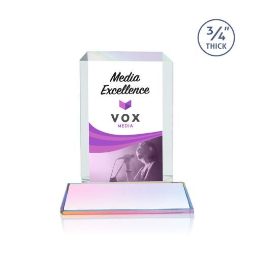 Corporate Awards - Crystal Awards - Dalton Full Color Prismatic on Newhaven Rectangle Crystal Award