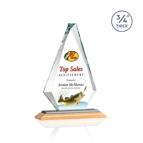 Corporate Awards - Crystal Awards - Windsor Full Color/Black Bamboo Award