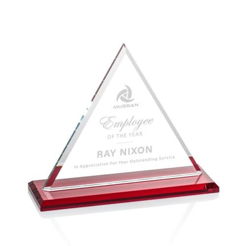 Corporate Awards - Crystal Awards - Dresden Red Pyramid Crystal Award
